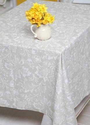 Красивая водоотталкивающая скатерть на стол шаде темный1 фото