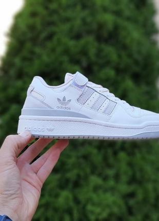 adidas Super forum low білі з сірим (сірий знак) шкіряні кросівки жіночі топ якість адідас форум кеди осінні низькі на липучці8 фото