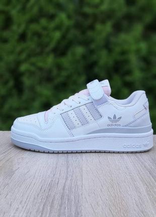 adidas Super forum low білі з сірим (сірий знак) шкіряні кросівки жіночі топ якість адідас форум кеди осінні низькі на липучці4 фото