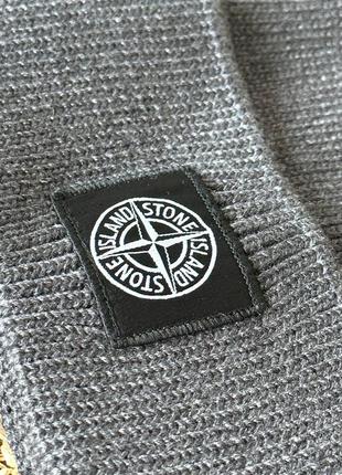 Шапка stone island невисока з відворотом бавовна7 фото