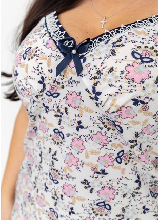 Ночная рубашка с цветочным принтом, цвет молочно-синий4 фото