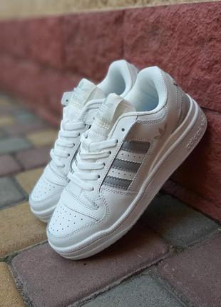 Adidas forum low белые с серым кожа кроссовки женские кожаные топ качество адедас форум кеды осенние низкие на липучке