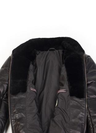 Мужская кожаная куртка пуховик arvis турция стеганая черная4 фото