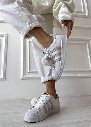 Жіночі кросівки adidas superstar white beige 36-37-406 фото