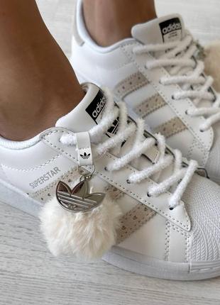 Жіночі кросівки adidas superstar white beige 36-37-403 фото