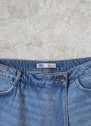 Блакитні джинсові короткі шорти зі спідницею на запах джинсова спідниця з шортами мінівисока талія zara7 фото