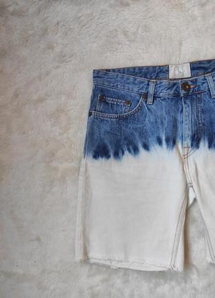 Белые синие двухцветные джинсовые короткие шорты двух цветов варенка длинные шорты градиент gant3 фото