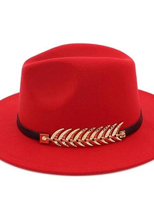 Стильний фетровий капелюх федора з пером бордовий 56-58р (934)8 фото