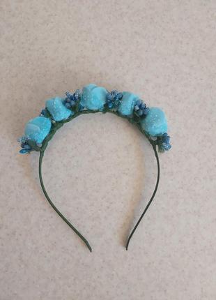 Голубой веночик украшения для волос аксессуары венок ободок для волос2 фото