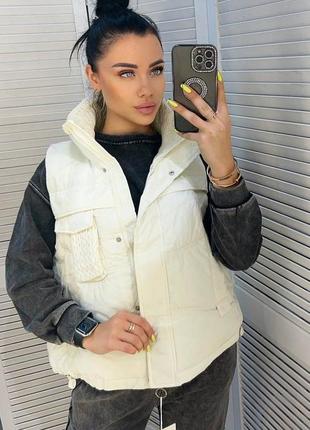 Женский жилетка плащевка, наполнитель холлофайбер