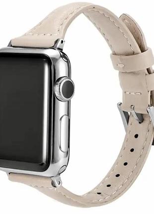 Шкіряний ремінець apple watch 42/44/45/49 мм (білий)1 фото