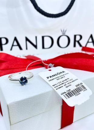 Серебряное кольцо пандора 198289nswb большой крупный синий камень с короной маленькие камушки серебро проба 925 новое с биркой pandora1 фото