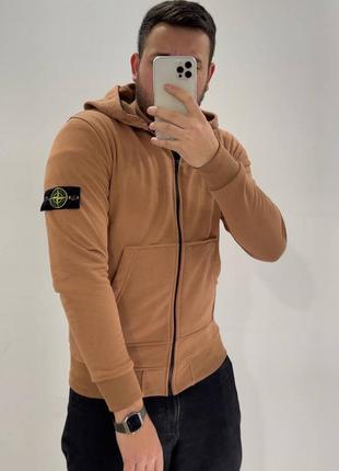 Мужской и женский зип-худи stone island оранжевый