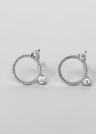 Серьги-гвоздики котики с ушками из камней, сережки в стиле минимализм, серебряное покрытие 925 пробы7 фото