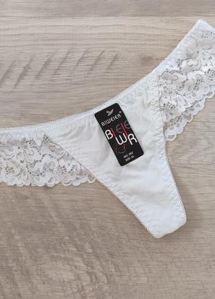 Стринги кружевные белые трусики танга biweier xl