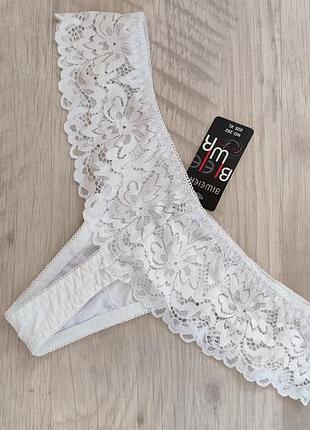 Стринги кружевные белые трусики танга biweier xl
