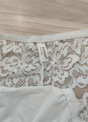 Стринги кружевные белые трусики танга biweier xl