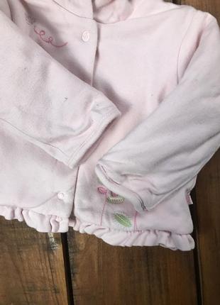 Детская куртка с вышивкой marks&spencer (маркс и спенсер 3-6 мес 62-68 см идеал оригинал розовая)4 фото