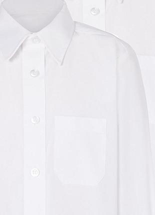 Белая школьная рубашка на липучке с длинным рукавом для мальчика 14-15 лет3 фото