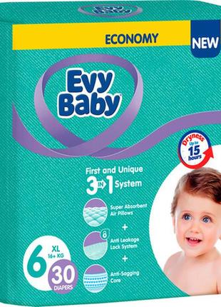 Підгузки дитячі evy baby еві бебі junior джуніор 6 (16+ кг), 28шт.