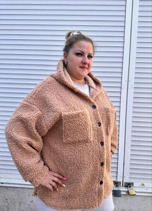 Жіноча тепла шубка куртка тедді🧸 великі розміри (батал)6 фото