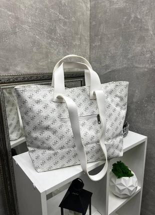 Велика біла жіноча сумка guess, на два відділення2 фото