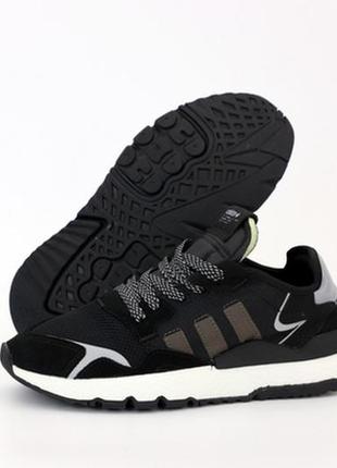 Adidas nite jogger black кроссовки адидас черные, демисезон