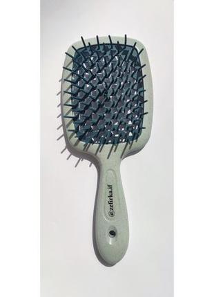 М'яка щітка для волосся зелена  в пакеті (щітка-браш, розчіска, масажна щітка)