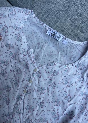 Блуза натуральна тканина у квіти3 фото