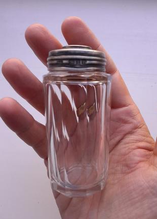 Антикварная 925 серебро серебряная стекло стекляная бутылочка баночка. начало прошлого века. крышка серебро стоят клейса англии лев 925