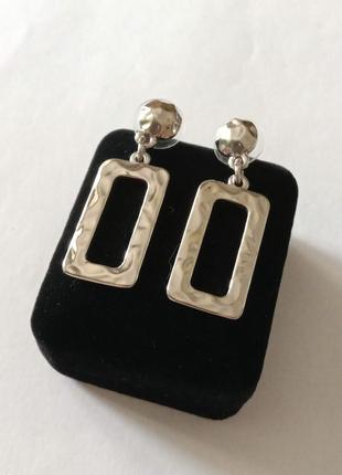 Серьги мятое серебро винтажные бижутерия