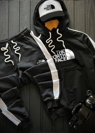 Осенний чёрный спортивный костюм комплект с лампасами the north face чорний костюм з лампасами the north face