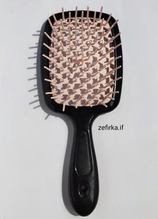 М'яка щітка для волосся чорна (щітка-браш, розчіска, масажна щітка)2 фото