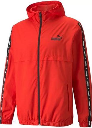 Вітровка puma ess+ tape men's windbreaker 847477 11 (червона, спортивна, чоловіча, без підкладки, бренд пума)