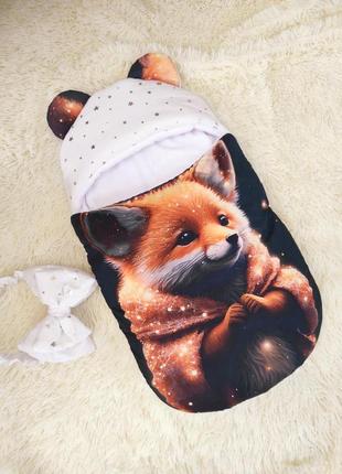 Конверт спальник для новонароджених, принт fox