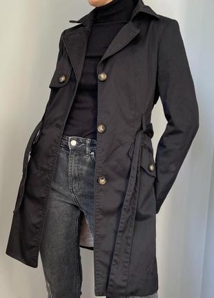 Чорний осінній-весняний жіночий плащ тренч h&m