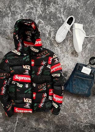 Стильний чоловічий принтований пуховик куртка якісна мультибренд supreme