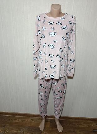 Женская пижама в пандах. флисовая пижама. теплая пижама.1 фото