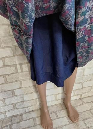 Красивая красочная юбка миди со 100% шерсти в нежный цветочный принт, размер с-м4 фото