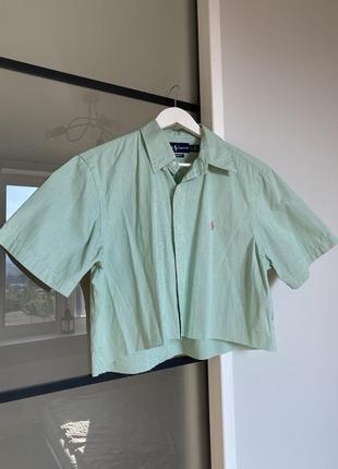 Укорочена рубашка в полоску ralph lauren