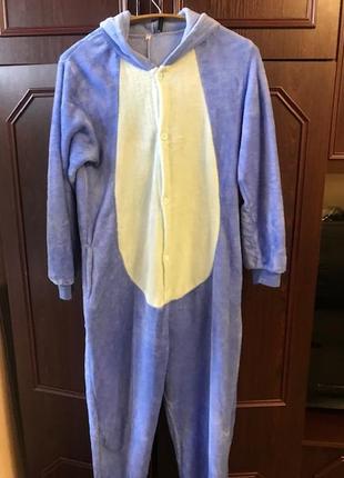 Пижама,  кигуруми стич синий флисовый размер м рост 160-170см3 фото
