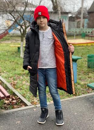 Подростковая зимняя удлиненная курточка на парня4 фото