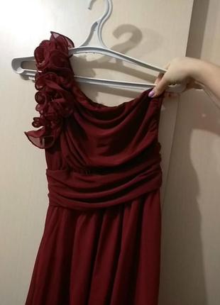 Бордовое вечернее платье в пол2 фото