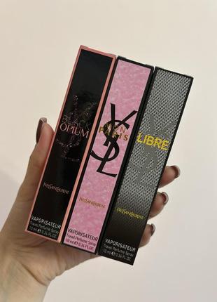 Набір парфумів yves saint laurent - black opium, mon paris, libre 3*10 мл.❤️ парфуми, духи, туалетна вода, спрей, тестер, пробнік