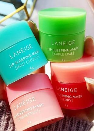 Нічна маска для губ «грейпфрут» laneige lip sleeping mask grapefruit, 8 грам + кісточка3 фото