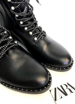 Zara черные кожаные ботильоны zara на низком каблуке2 фото