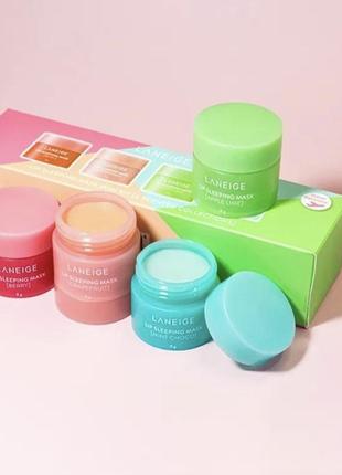 Набір масок для губ laneige lip sleeping mask mini kit, 4 шт. по 8грам бальзам для губ5 фото