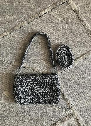 «gray bag», вязаная сумка с карабинами3 фото