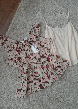 Блуза из вискозы, блузка, рубашка, топ с рукавами буфами на пуговицах2 фото
