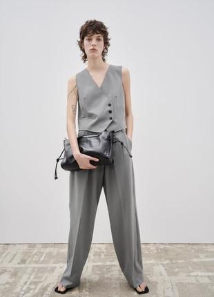 Жіночі брюки з асиметричним поясом класичні zara